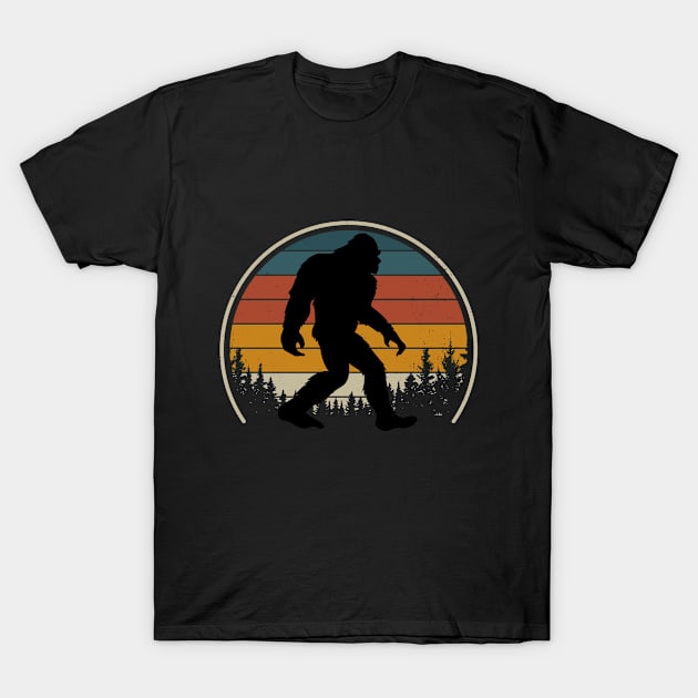 Retro Bigfoot Believer Silhouette Sasquatch Hide And Seek T-Shirt by Peter smith